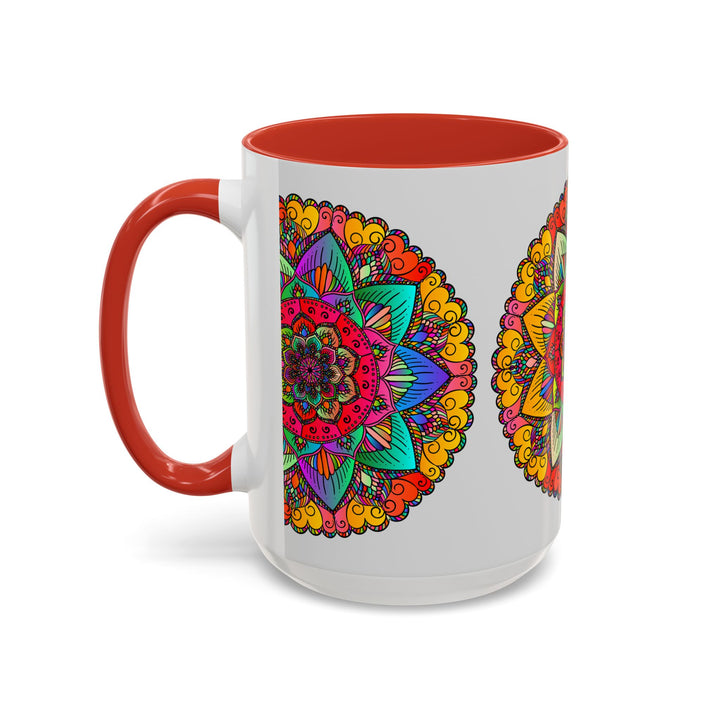 A colorful and intricate mandala art mug, perfect for enjoying your favorite hot beverages