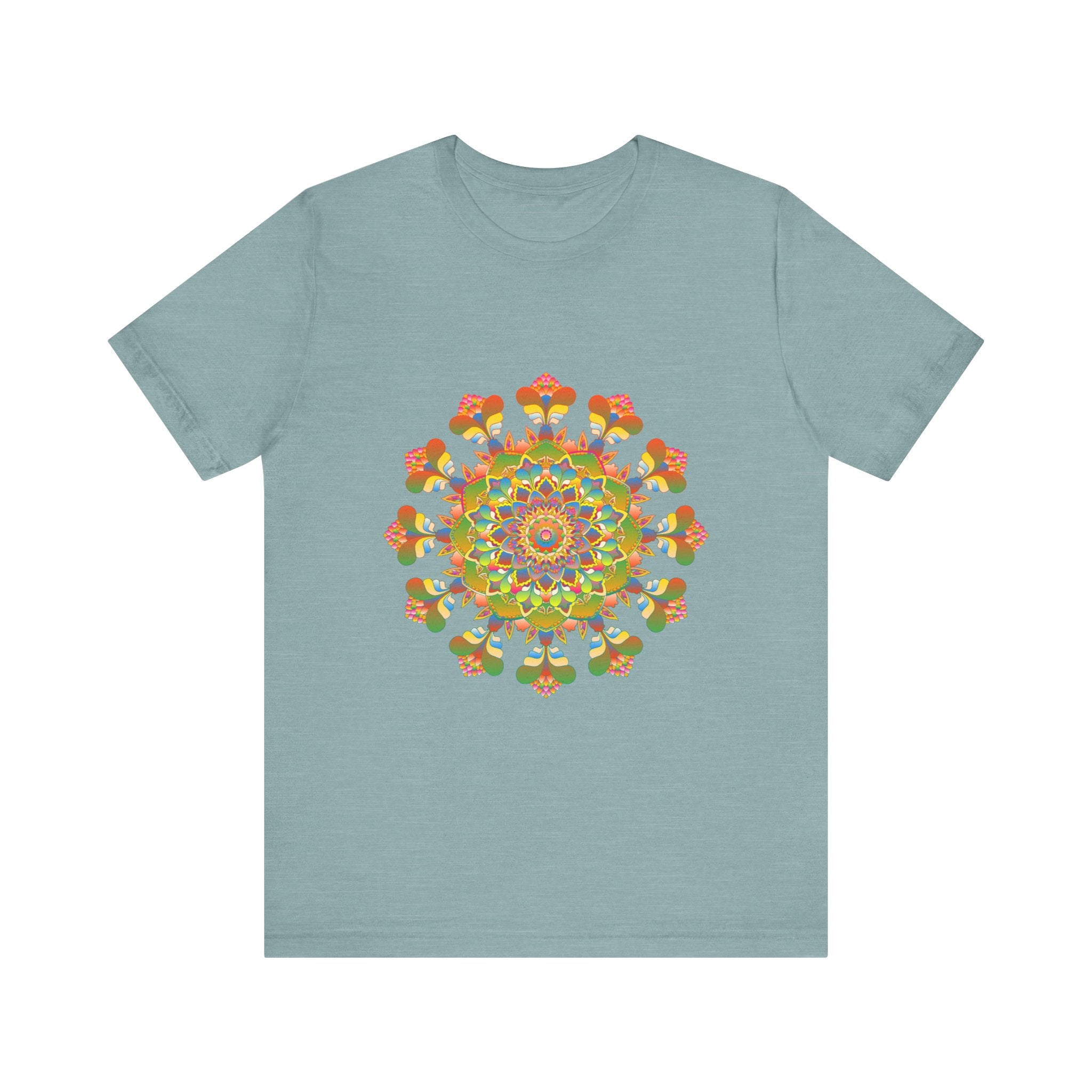 An eye-catching Vibrant Mandala Tee with intricate and colorful design