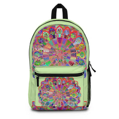 Mandala Pattern Backpack in Soft Green with Creative Flair