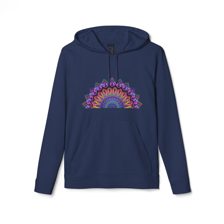 Blululi Custom Mandala Fleece Hoodie in vibrant colors with intricate mandala design