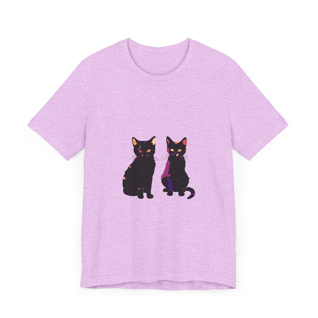 Black Cat Mystery T-Shirt - A stylish and vibrant t-shirt featuring an elegant black cat design