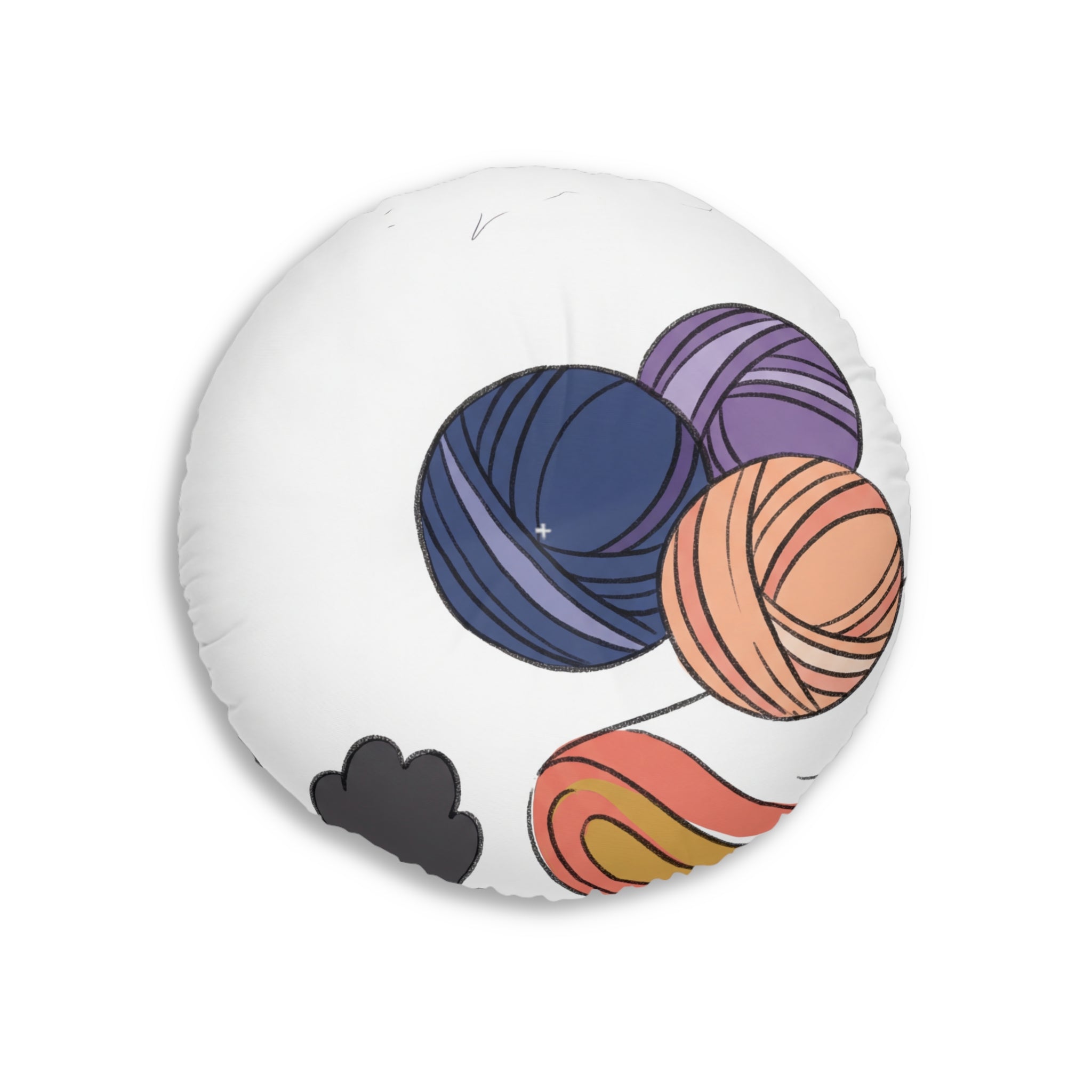 Surreal Cozy Cat Floor Pillow — Dreamy Round Cushion