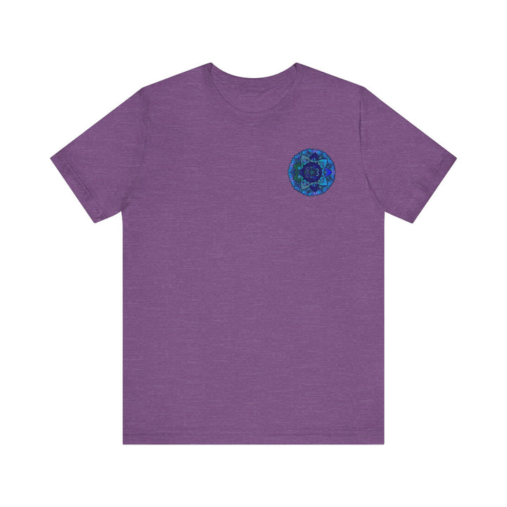 Beautiful blue mandala t-shirt featuring intricate design for spiritual peace and harmony, perfect for yoga and meditation enthusiasts