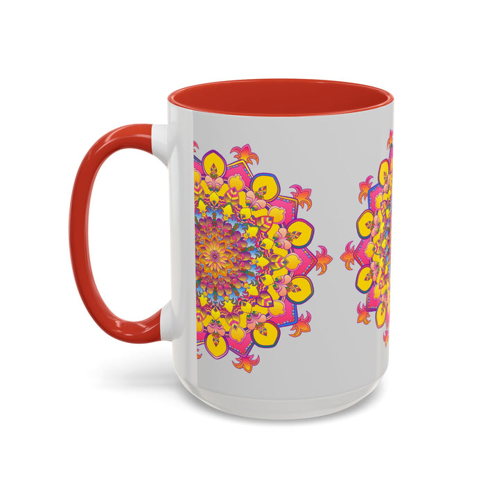 Colorful ceramic mandala art mug with intricate design for meditation and relaxation