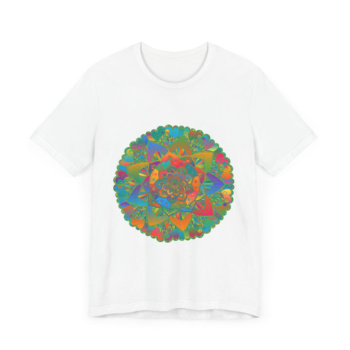 Colorful mandala tee with intricate design representing peace and tranquility