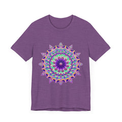 Vibrant purple mandala design t-shirt with psychedelic and intricate patterns