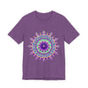 Vibrant purple mandala design t-shirt with psychedelic and intricate patterns