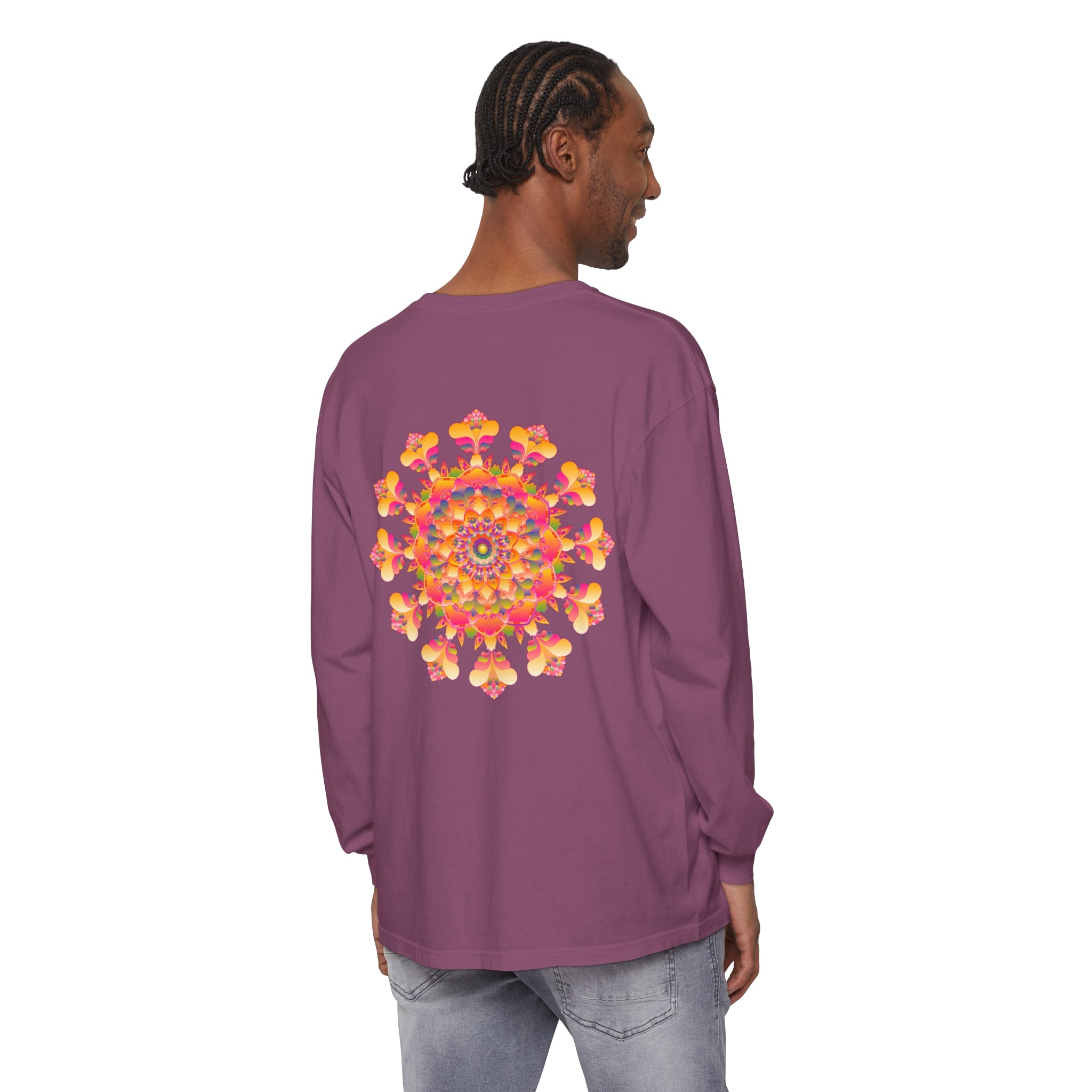 Colorful and intricate mandala design long sleeve t-shirt for men and women