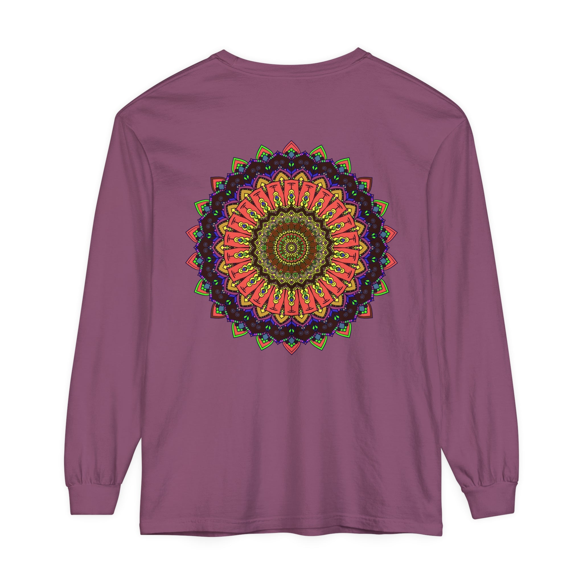 Beautiful and vibrant mandala pattern on long sleeve t-shirt