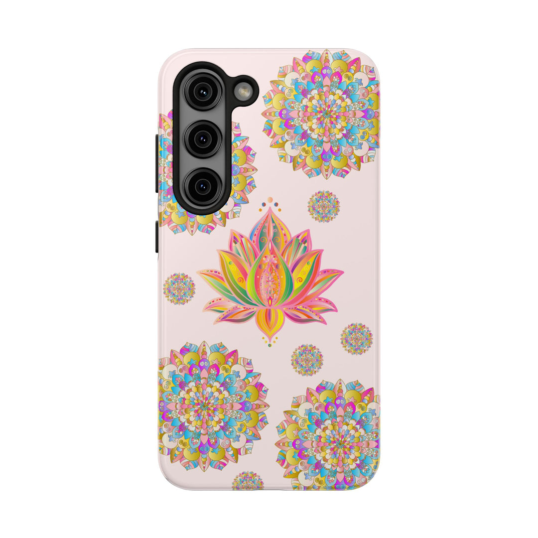 Beautiful light pink lotus flower mandala design phone case for stylish protection