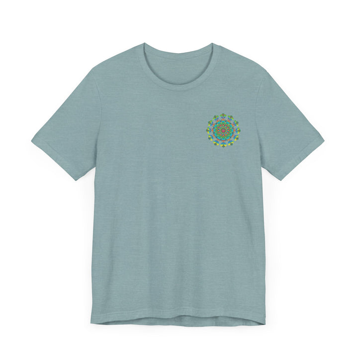 Colorful and intricate mandala design on a t-shirt, radiating spiritual vibes