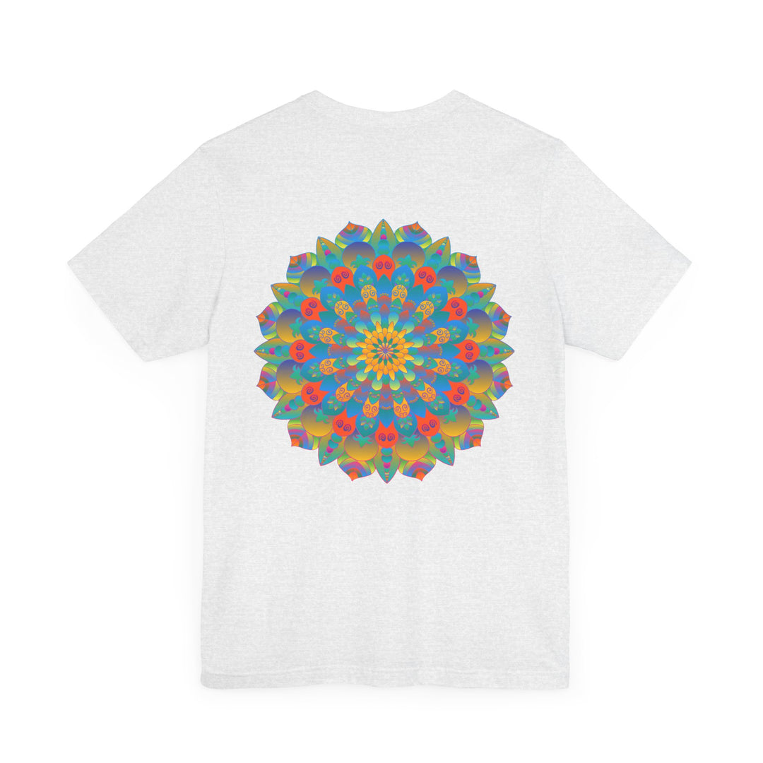 Colorful psychedelic mandala t-shirt with intricate design for spiritual peace and tranquility