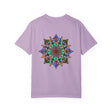 Unisex Mandala T-Shirt featuring hand-drawn mandala art, made of 100% ring-spun cotton and garment-dyed for extra comfort