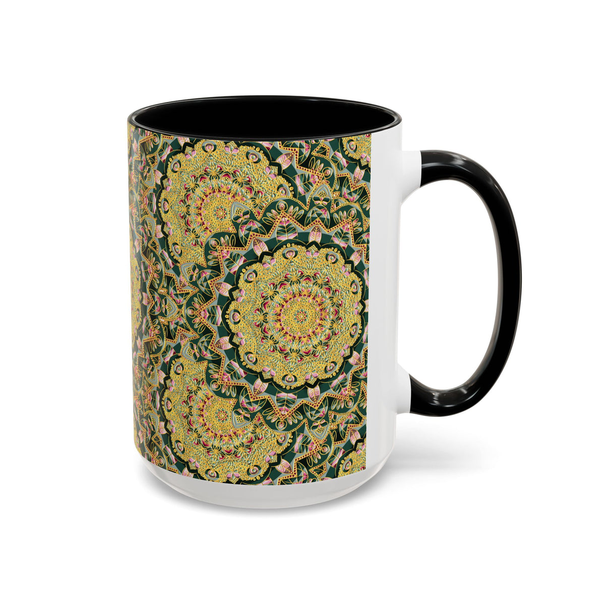 Mandala Floral Coffee Mug – Bohemian Botanical Ceramic Cup