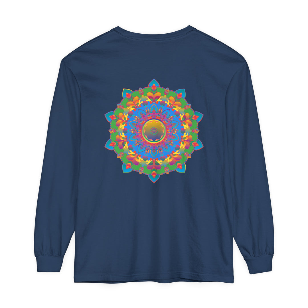 Colorful and detailed mandala design on a long sleeve t-shirt