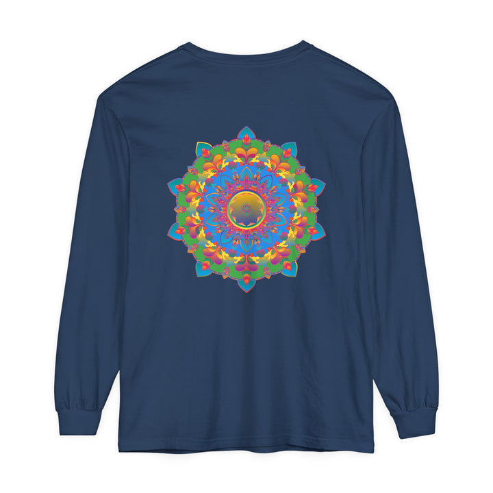 Colorful and detailed mandala design on a long sleeve t-shirt