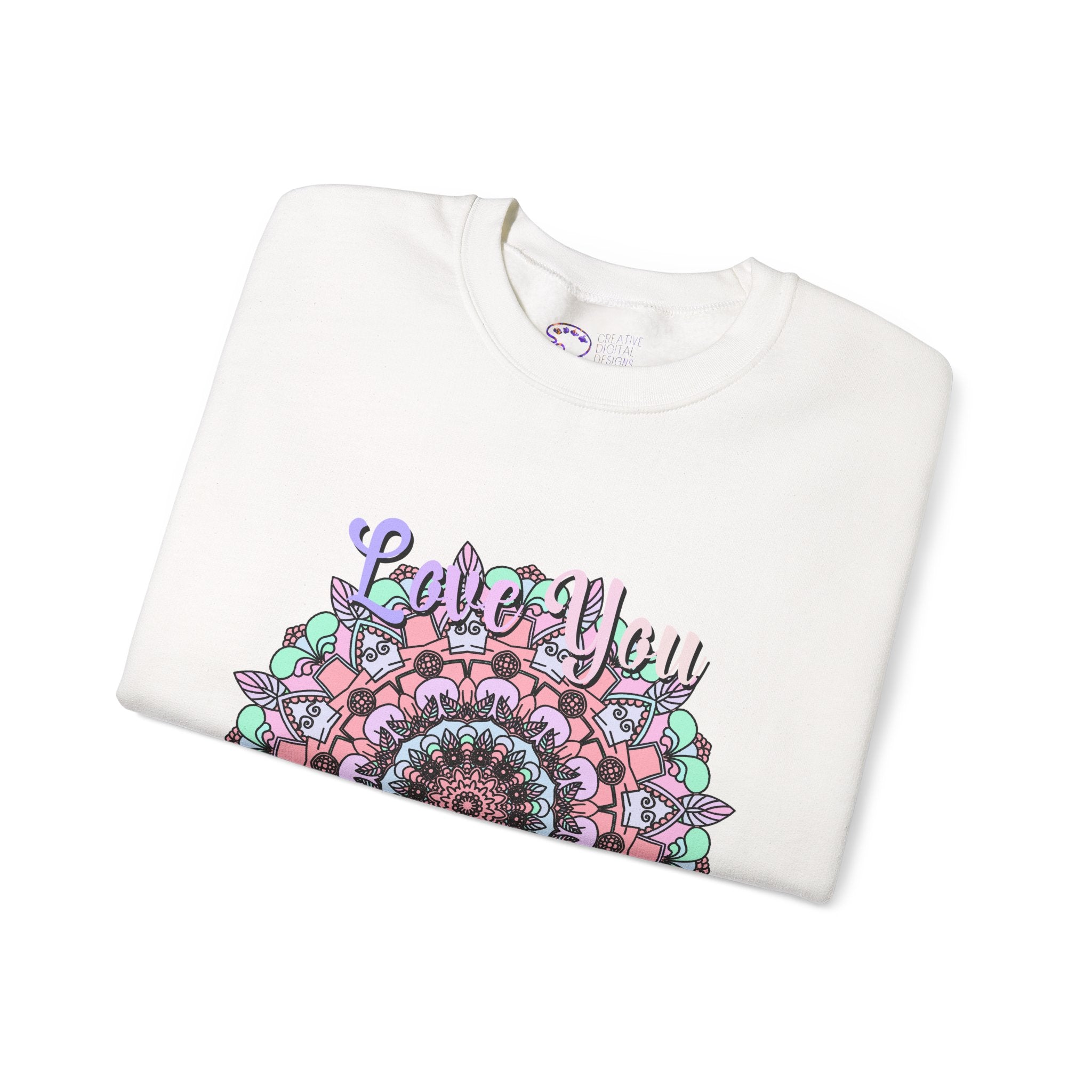 Mandala Inspired Crewneck Sweatshirt for Moms in Soft Pastels