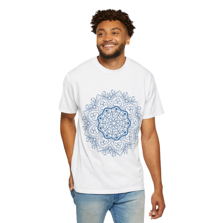 Handmade Mandala Art Tshirt - Unisex Garment-Dyed Tee with intricate design