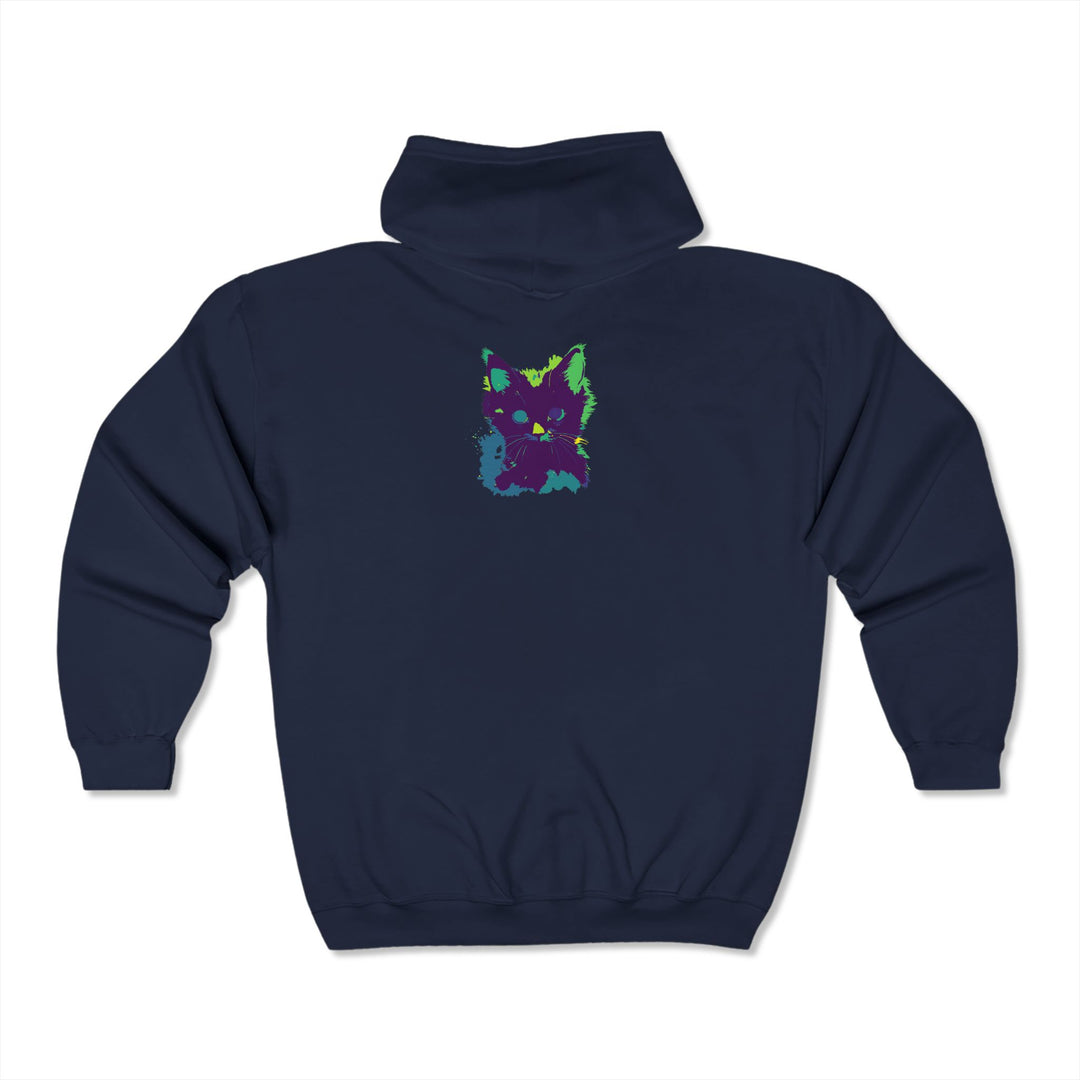 Mystical Black Cat Watercolor Hoodie - A cozy black hoodie featuring a watercolor print of a mystical black cat against a night sky backdrop