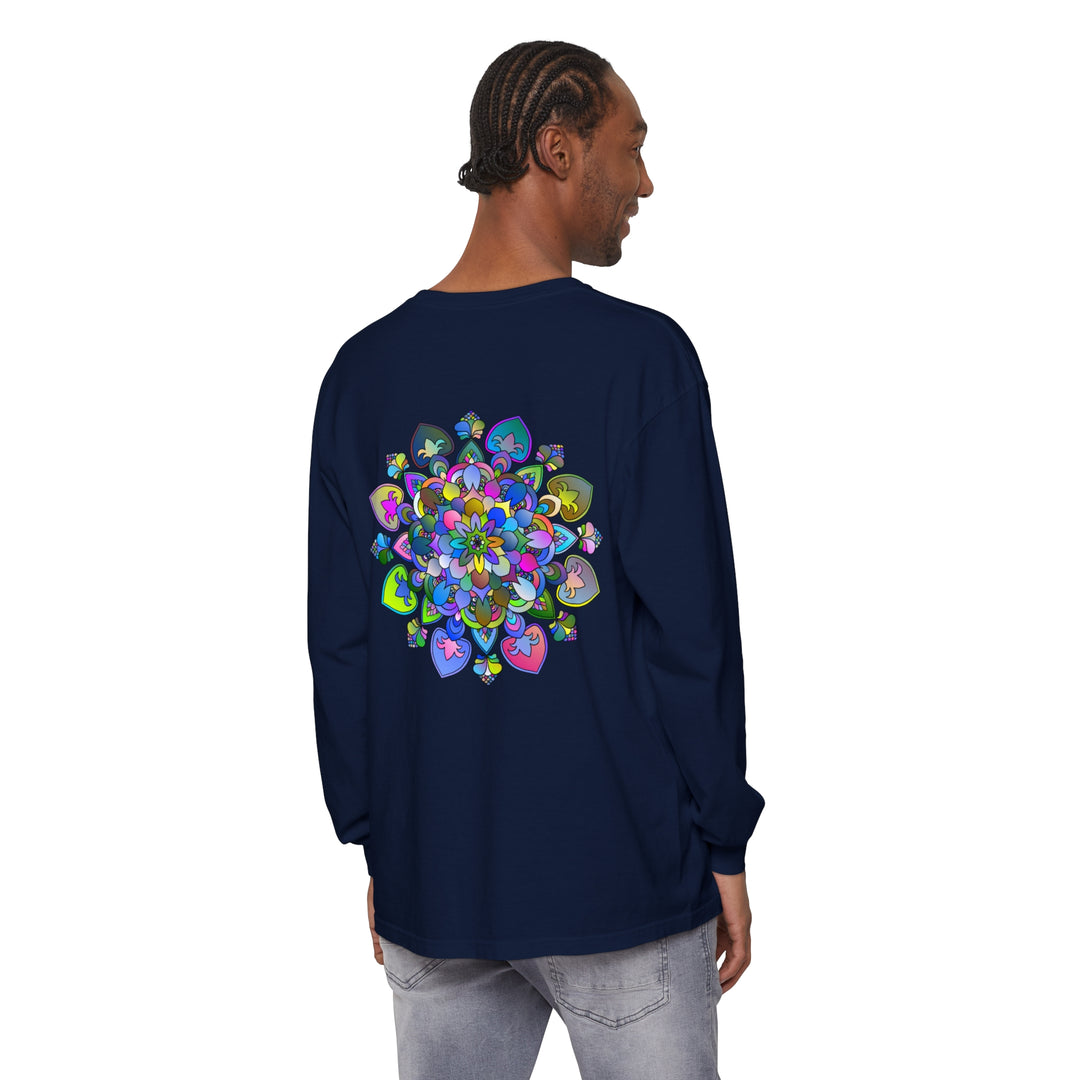 Colorful, intricate mandala design long sleeve t-shirt for vibrant style