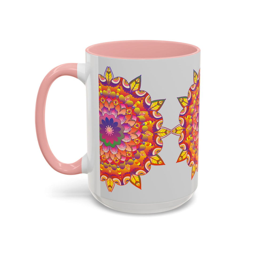 Colorful ceramic mug with intricate mandala and floral design, perfect for art enthusiasts and tea lovers