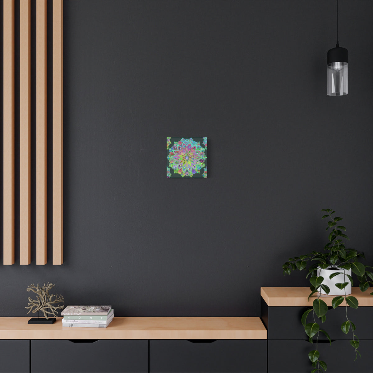 Vibrant Mandala Matte Canvas Wall Art — Colorful Floral Boho Stretched Print