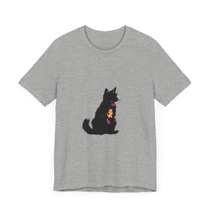 Black Cat Mystery Abstract T-Shirt with intricate design and bold black cat graphic