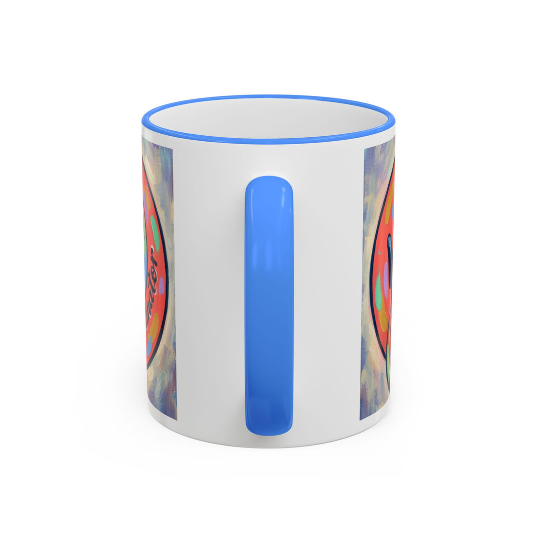 Colorful Paw Print Pet Lover Accent Rim Mug (11oz/15oz)