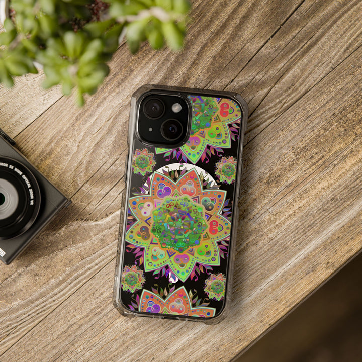 Beautiful and stylish Mandala MagSafe®-Compatible iPhone 14/15 Impact Case featuring a stunning mandala pattern