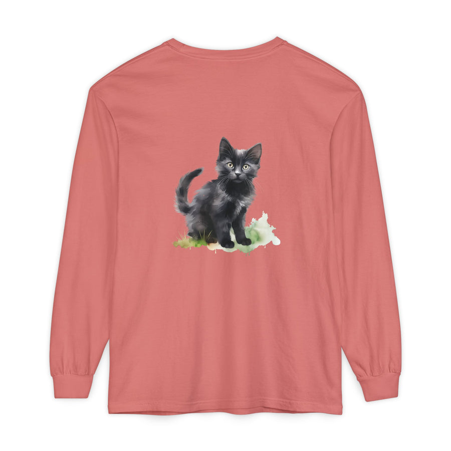 Full Sleeve Tee | Black Cat Watercolor