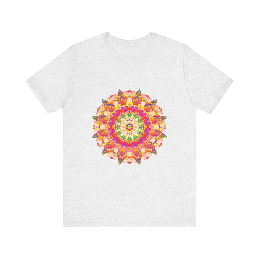 Vibrant and intricately designed mandala t-shirt with a colorful and eye-catching pattern