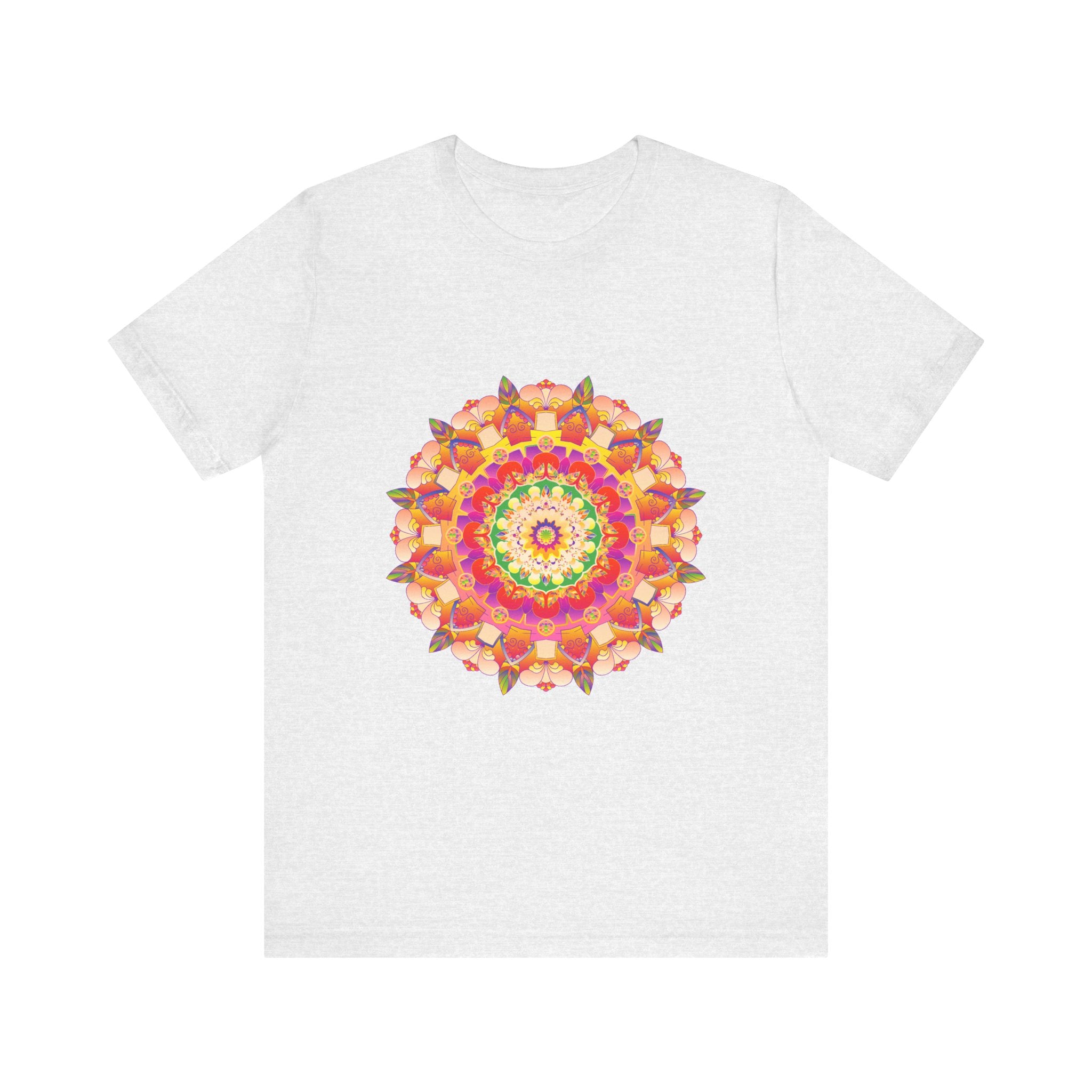 Vibrant and intricately designed mandala t-shirt with a colorful and eye-catching pattern