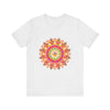 Vibrant and intricately designed mandala t-shirt with a colorful and eye-catching pattern