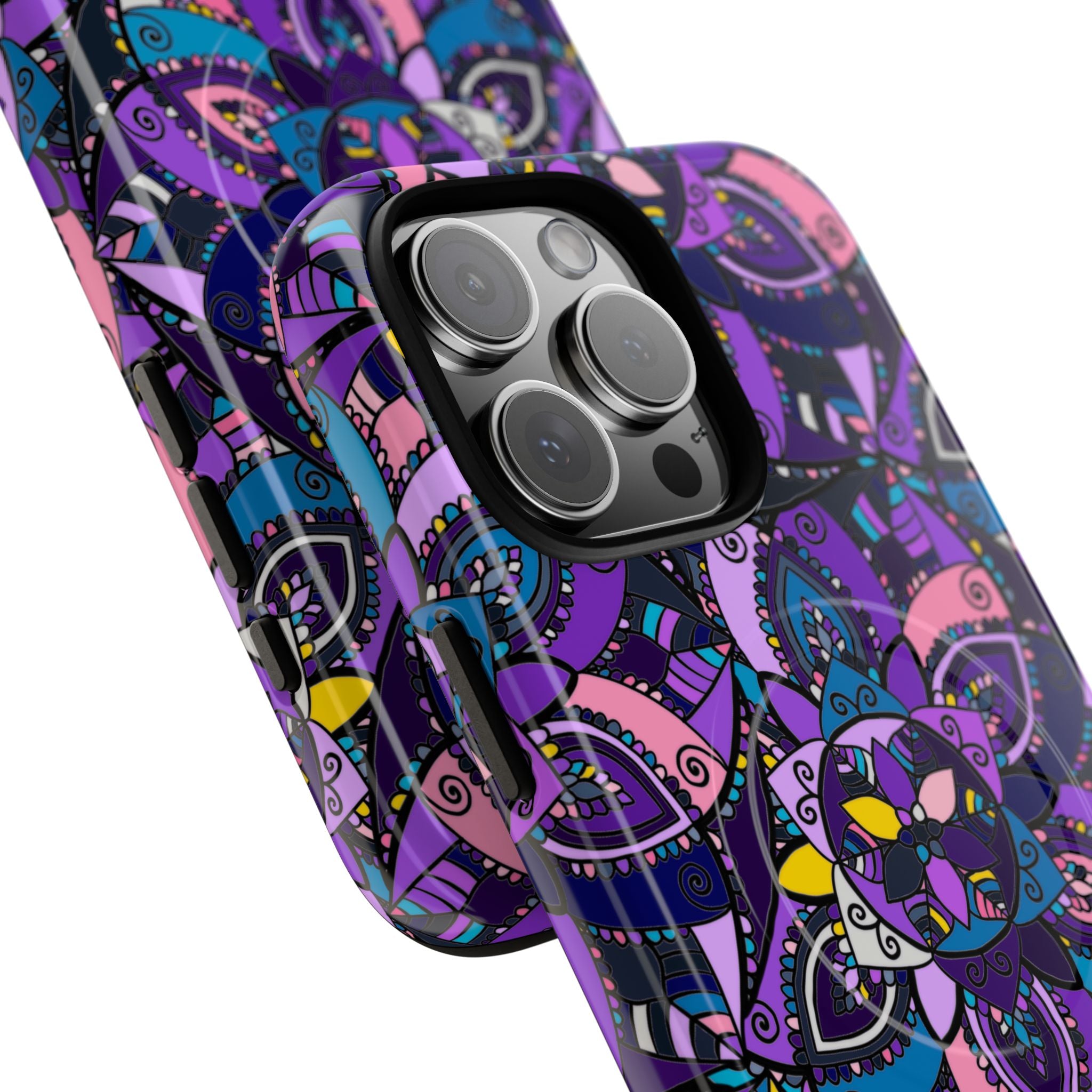 Magnetic Phone Case — Purple Mandala Floral Tough Case