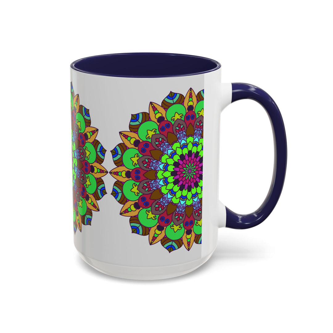 Exquisite mandala art mug featuring a vibrant and beautiful floral design