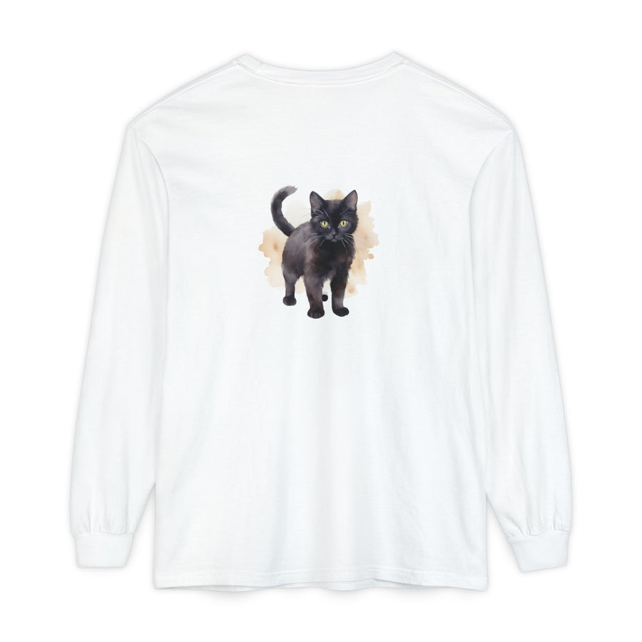 Full Sleeve Tee | Black Cat Watercolor - Unisex