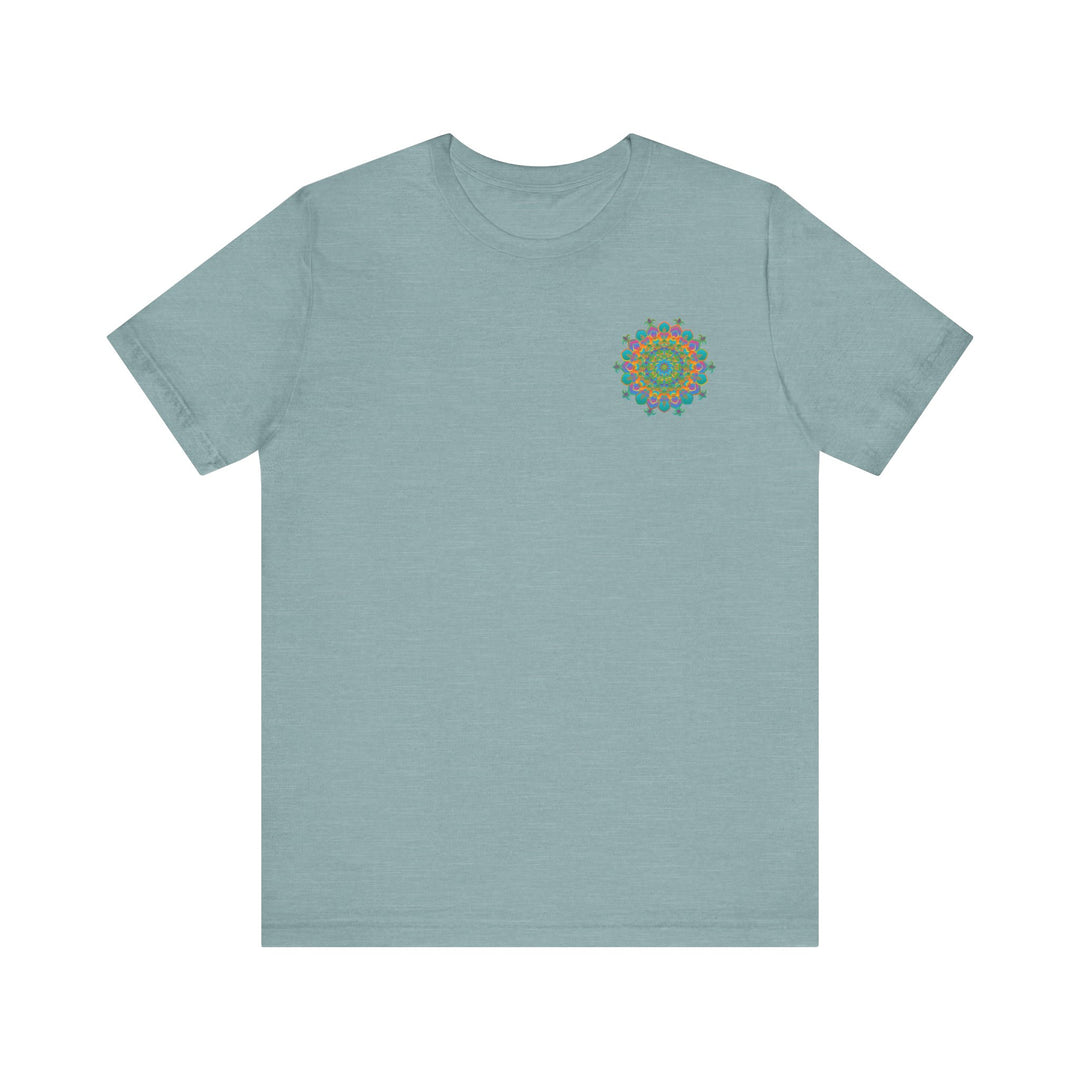 Colorful and intricate mandala tee shirt promoting spiritual peace and harmony