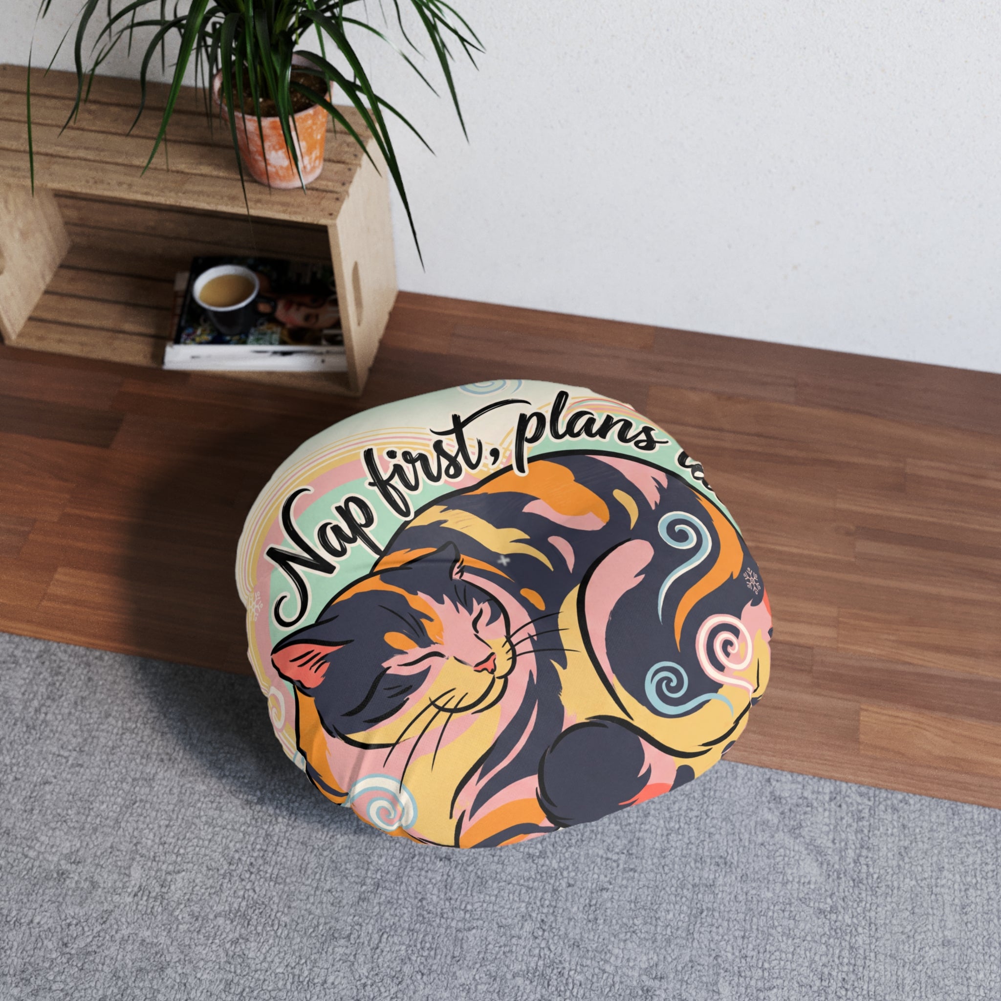 Cozy Ukiyo-e Cat Floor Pillow Cushion