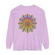 Vibrant mandala unisex long sleeve t-shirt featuring intricate and colorful design