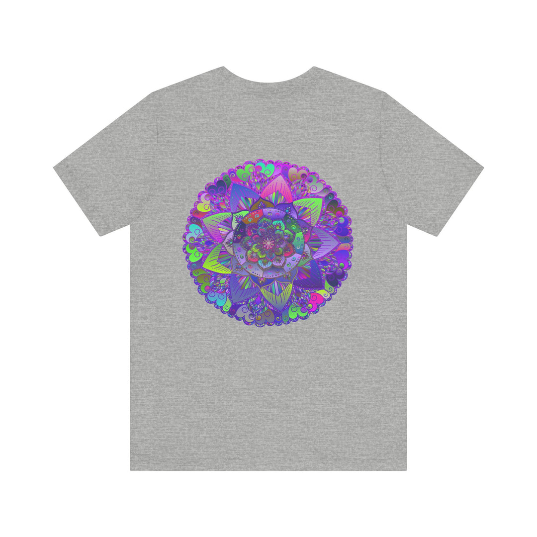 A colorful and intricate mandala design adorns this Vibrant Mandala Tee, promoting spiritual peace and harmony with its calming and mesmerizing pattern