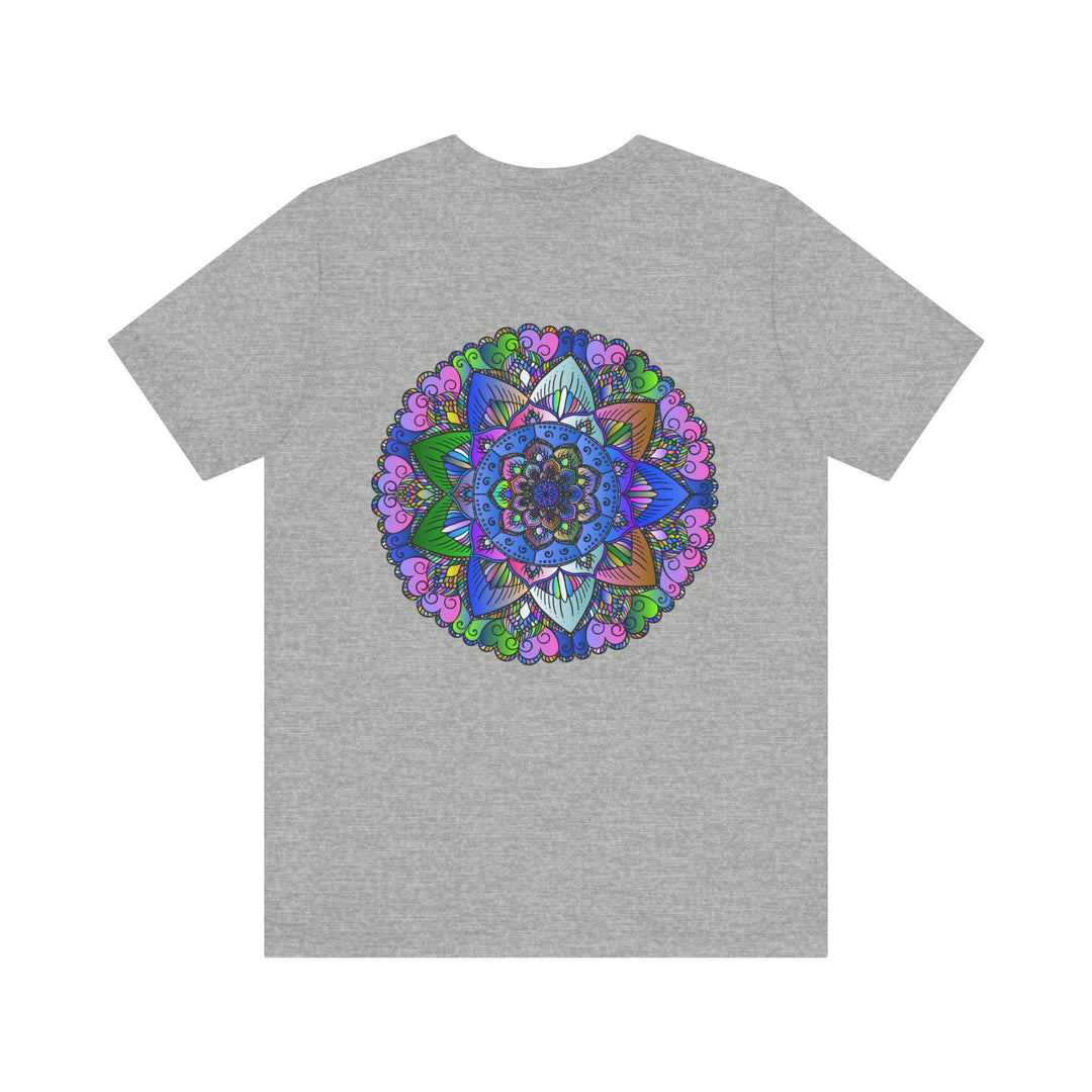 Colorful mandala t-shirt with intricate design promoting spiritual peace and harmony