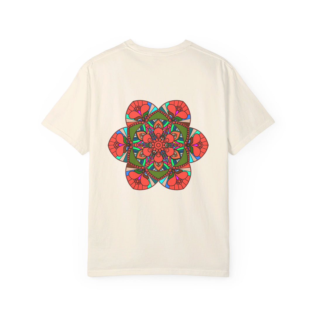 Unisex Mandala T-Shirt featuring intricate hand-drawn mandala art, made from 100% ring-spun cotton and garment-dyed for extra comfort