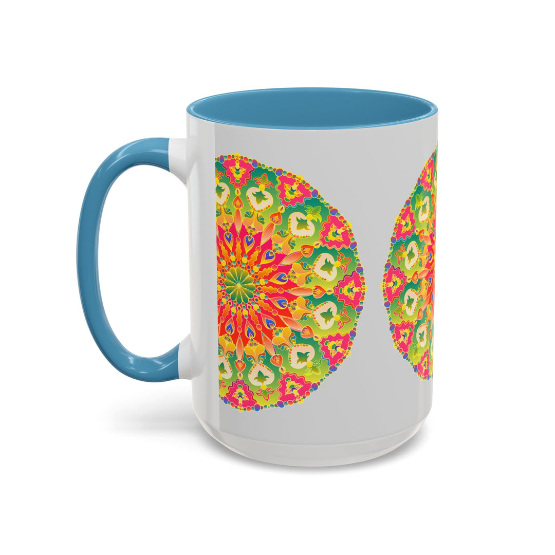 Vibrant and colorful Mandala Art Mug featuring intricate and detailed designs