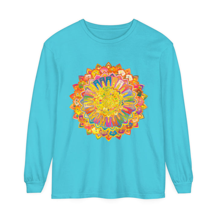 Intricate Mandala Unisex Long Sleeve T-Shirt featuring detailed and vibrant mandala design