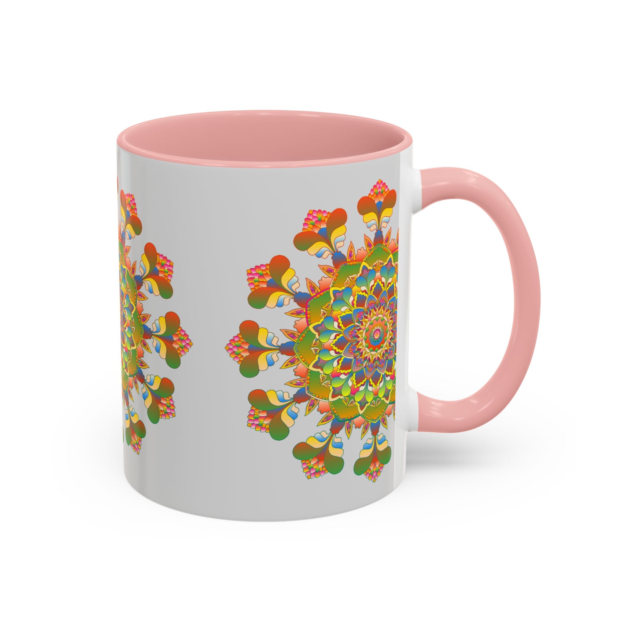 Colorful and intricate mandala art mug with vibrant designs and patterns