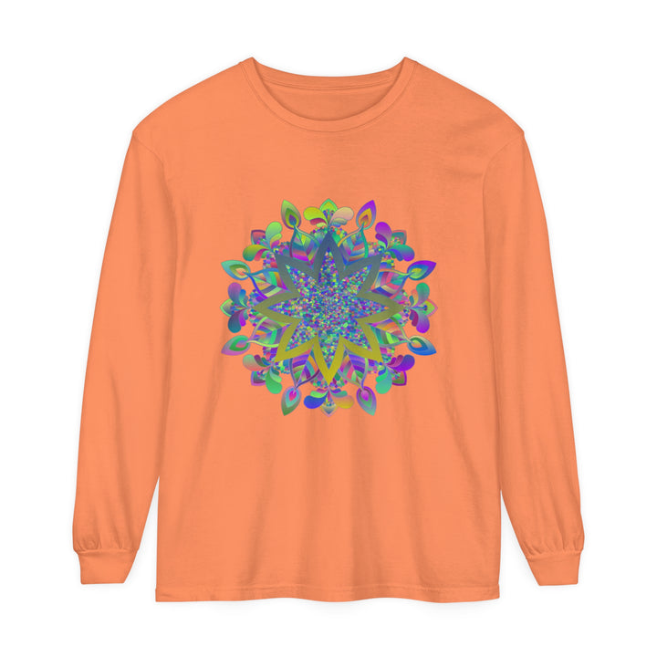 Colorful Mandala Unisex Long Sleeve T-Shirt with intricate pattern design