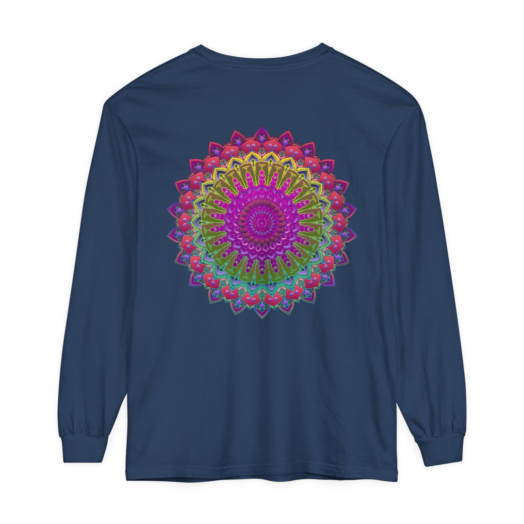 Vibrant Mandala Unisex Long Sleeve T-Shirt Showcasing Unique and Intricate Patterns