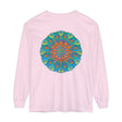 Colorful long sleeve t-shirt with intricate rainbow mandala design