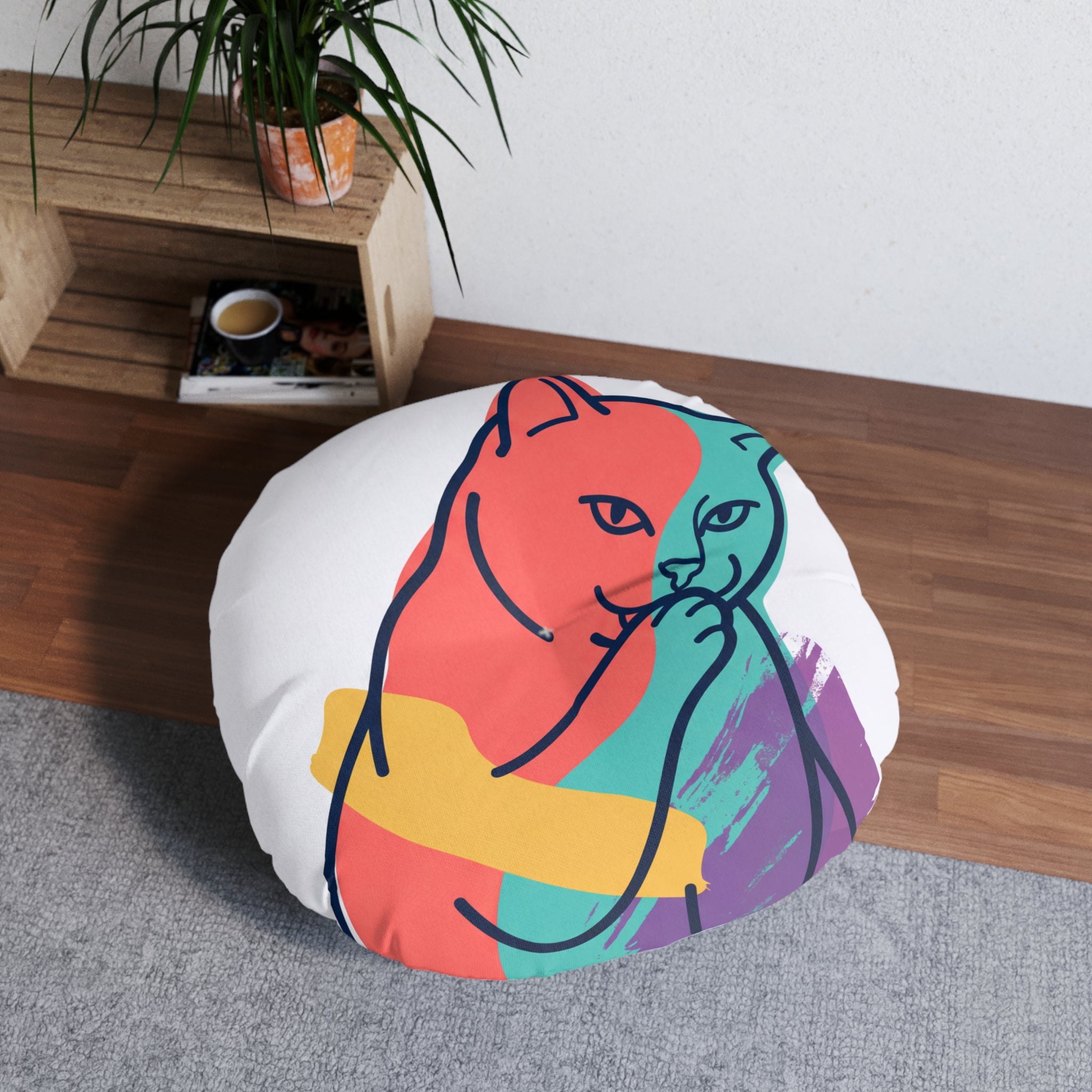Cuscino da pavimento a doppia esposizione con gatto sarcastico