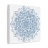 Beautiful handmade steel blue mandala design wall art on matte canvas, stretched and 125 inches thick